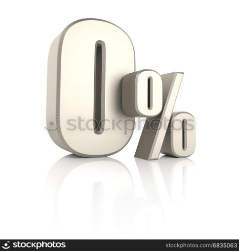 0 percent isolated on white background. 3d render