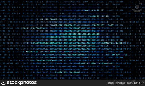 01 or binary code number on the computer in digital data technology concept on black background. Hacker screen display. 3d illustration