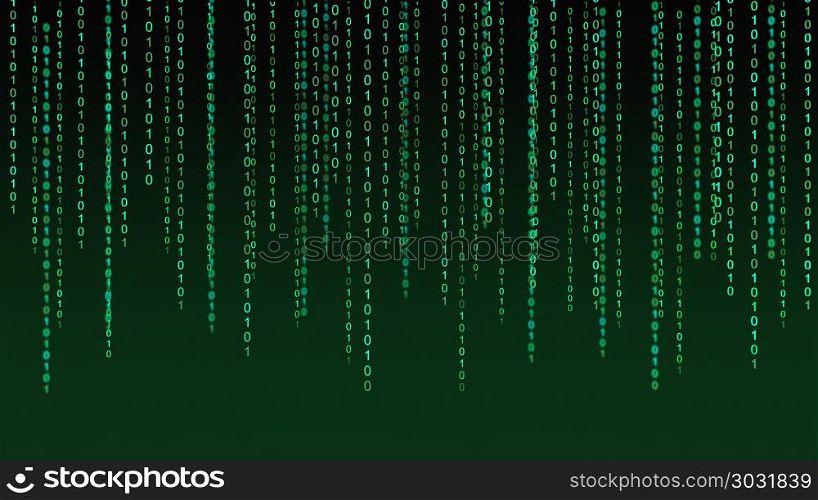 01 or binary data on the computer screen isolated on green backg. 01 or binary data on the computer screen isolated on green background, 3d illustration. 01 or binary data on the computer screen isolated on green background, 3d illustration