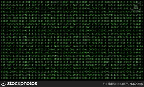 01 or binary numbers on the computer screen on black monitor background metrix, Digital data code in hacker or security technology concept. Abstract illustration