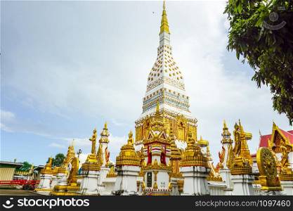 08/10/2019:Nakonphanom, thailand:Pratadnakhon(Pagoda) Located at Wat Pratadnakhon(Temple) landmark of nakonphanom province in thailand.