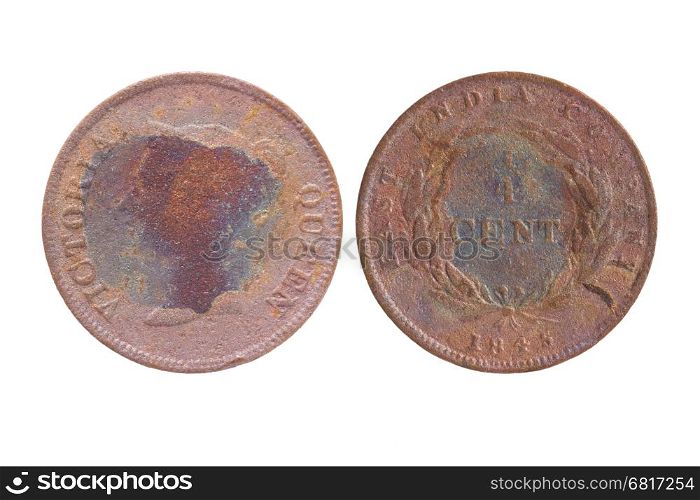 1/4 cent Straits Settlements East India Company 1845 coin