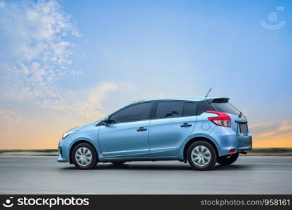 1 April 2018 Samut Sakhon Thailand,People driving car on road and day is blue sky for go to work