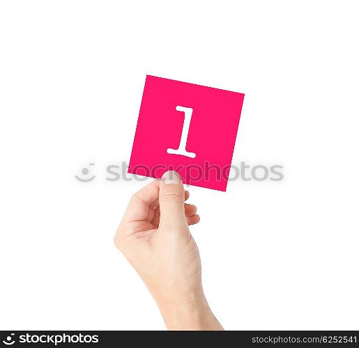 1 written on a card held by a hand
