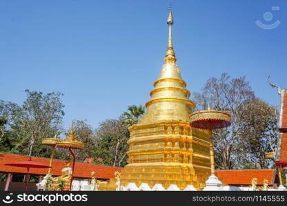 10/02/2019: wat-phra-that-jomthong , thailand : wat-phra-that-jomthong (Pagoda) Located at wat-phra-that-jomthong (Temple) landmark of province in phayao thailand.