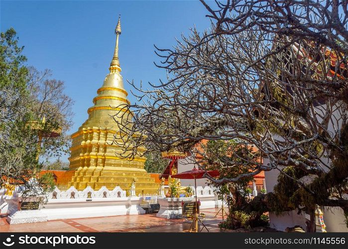 10/02/2019: wat-phra-that-jomthong , thailand : wat-phra-that-jomthong (Pagoda) Located at wat-phra-that-jomthong (Temple) landmark of province in phayao thailand.