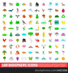 100 biosphere icons set in cartoon style for any design vector illustration. 100 biosphere icons set, cartoon style