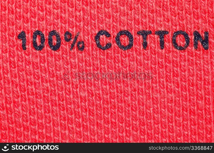 100% cotton - picture label on clothes. Close-up.
