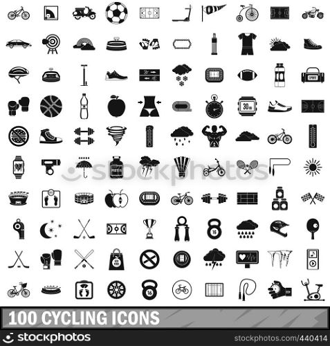 100 cycling icons set in simple style for any design vector illustration. 100 cycling icons set, simple style