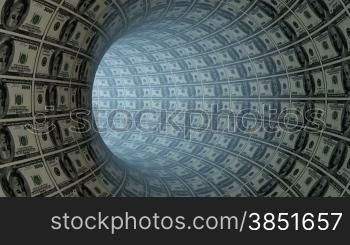 100 Dollars tunnel fly through, loop