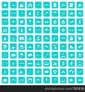 100 glasses icons set in grunge style blue color isolated on white background vector illustration. 100 glasses icons set grunge blue