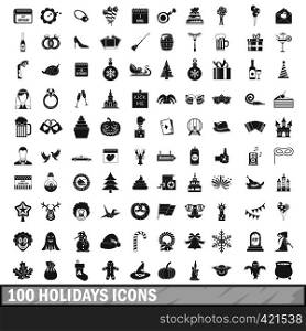 100 holidays icons set in simple style for any design vector illustration. 100 holidays icons set in simple style