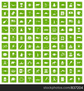 100 North America icons set in grunge style green color isolated on white background vector illustration. 100 North America icons set grunge green