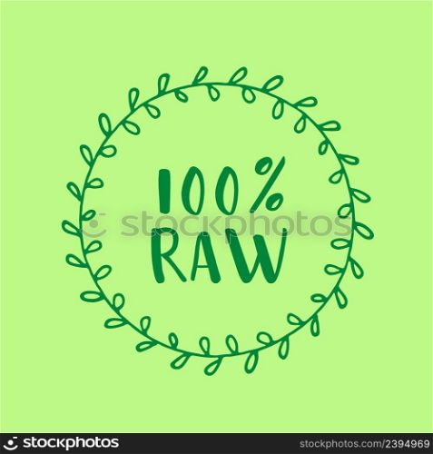 100 percent raw green leaf word text logo icon typography. 100 percent raw green leaf word text logo icon