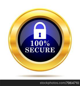 100 percent secure icon. Internet button on white background.