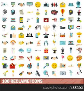 100 reclame icons set in flat style for any design vector illustration. 100 reclame icons set, flat style