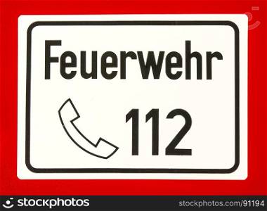 112, European emergency number of fire department and ambulance