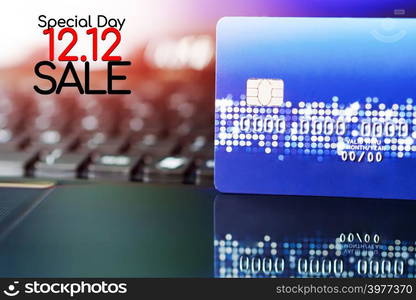 12.12 sale concept, credit card the convenience shopping life concept. E-commerce shopping concept