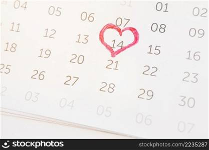 14 february marked calendar