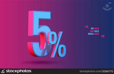 15% of sale discount 3D icon on colorful background
