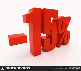 15 percent off. Discount 15. 3D illustration