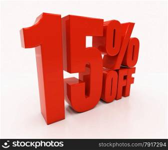 15 percent off. Discount 15. 3D illustration