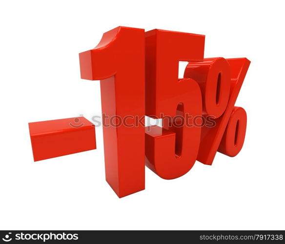 15 percent off. Discount 15. 3D illustration