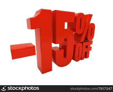 15 percent off. Discount 15. 3D illustration