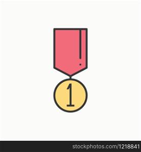 1st place gold medal award with ribbon. Winner line thin icon. First place leadership champion achievement. Vector isolated illustration. Linear flat design. Success symbols. Object. Sign.. 1st place gold medal award with ribbon. Winner line thin icon. First place leadership champion achievement. Vector isolated illustration. Linear flat design. Success symbols. Object. Sign. Badge