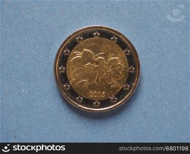 2 euro coin, European Union. 2 euro coin money (EUR), currency of European Union, Finland