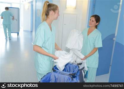 2 female cleaners at the hospital