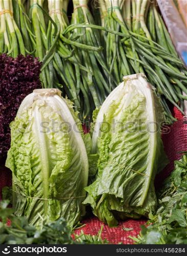2 lettuces on sale on a Turkish street bazaar