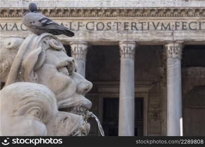 20 april 2018, piazza della Rotonda square, Pantheon, and fountain of Phanteon ancient roman temple in Rome, Italy