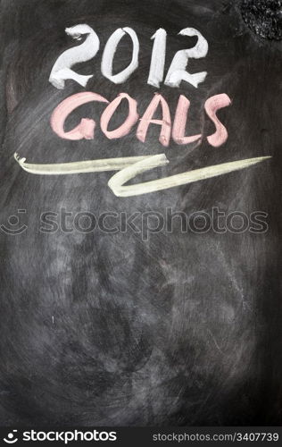 2012 New year goals written on a blackboard