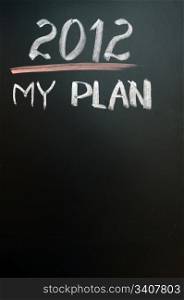 2012 New year goals written on a blackboard