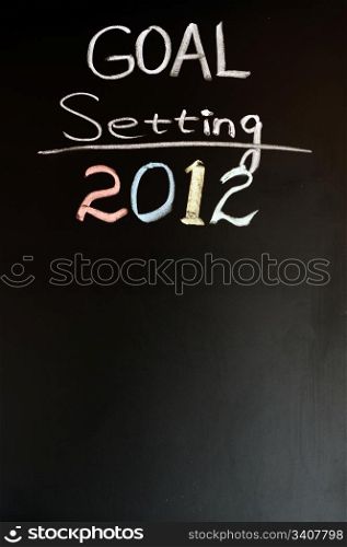 2012 New year goals written with chalk on a blackboard
