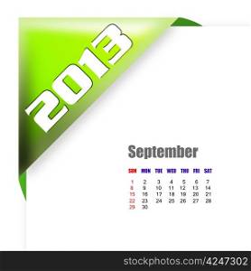 2013 September calendar on white background