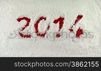 2014 drawn on snow background with matte