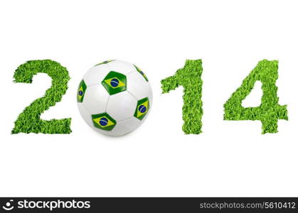 2014 text with soccer ball on white