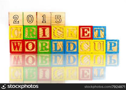 2015 cricket worldcup words reflection on white background