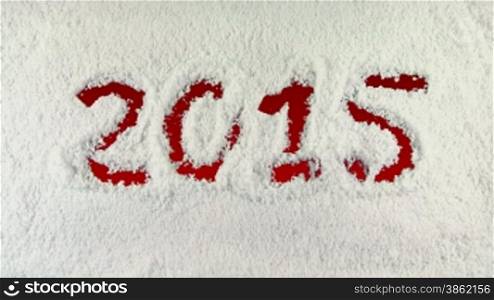 2015 drawn on snow background with matte