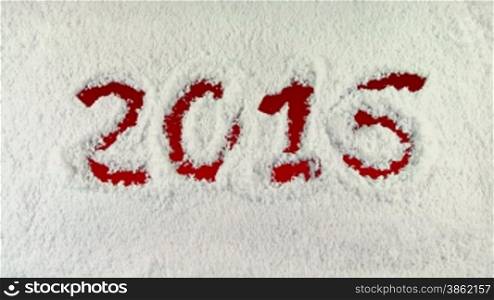 2016 drawn on snow background with matte