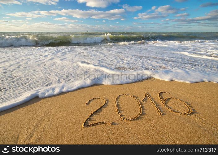 2016 year on the sea shore. Element of design.