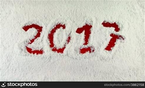 2017 drawn on snow background with matte