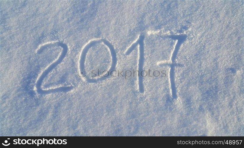 2017 (New Year) drawing on the white snow