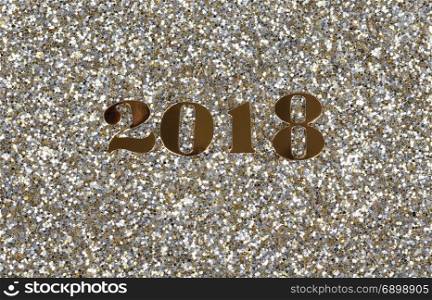 2018 gold New Year numbers on shinny glitter background