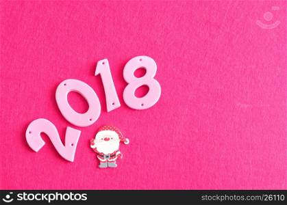 2018 in pink numbers with a Santa Clause