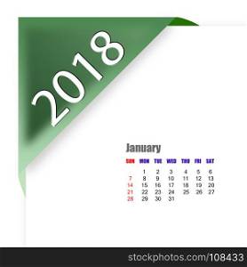 2018 January calendar