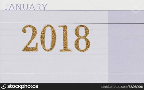 2018 New Year on clean calendar