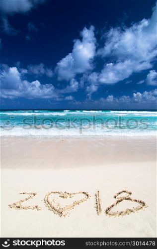 2018 on beach - concept holiday background